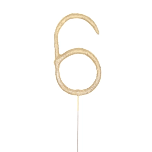 Zimne ognie — urodzinowa "świeczka" złota cyferka 6