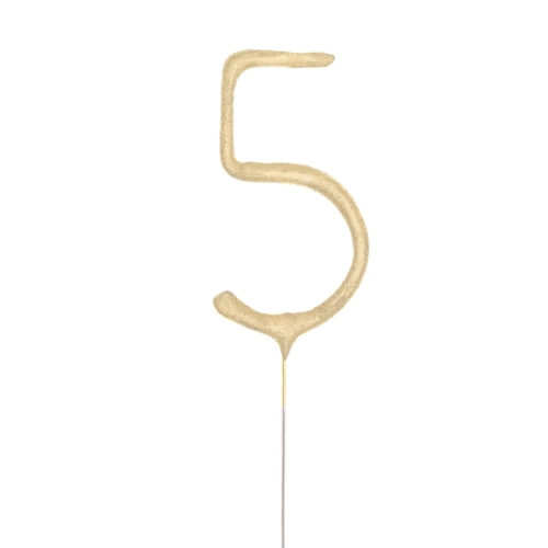 Zimne ognie na tort urodzinowy Złota cyfra 5