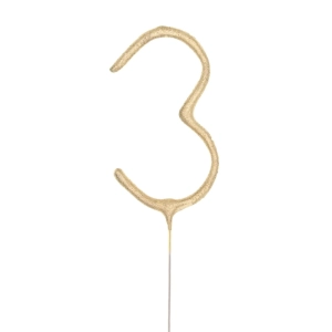 Zimne ognie na tort urodzinowy Złota cyfra 3