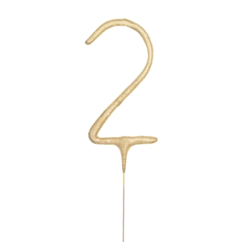 Zimne ognie na tort urodzinowy Złota cyfra 2