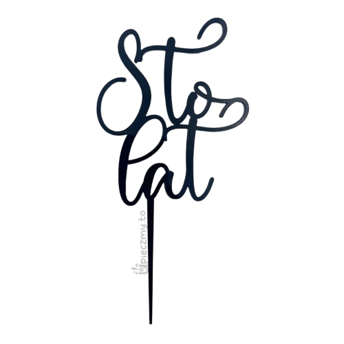 Topper na tort urodzinowy napis Sto lat pionowy Czarny 12cm