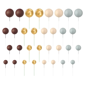 Toppery na tort Kulki Brązowe Złote Beżowe Szare zestaw 32szt