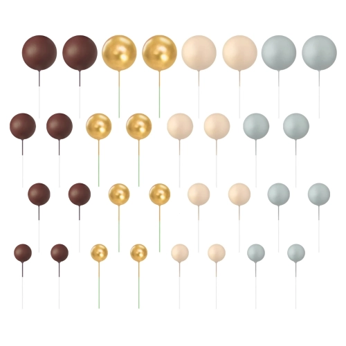 Kolorowe matowe kule w stylu boho — toppery na tort