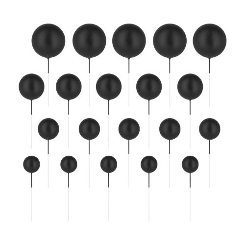 Toppery na tort Czarne Kulki matowe zestaw 20szt