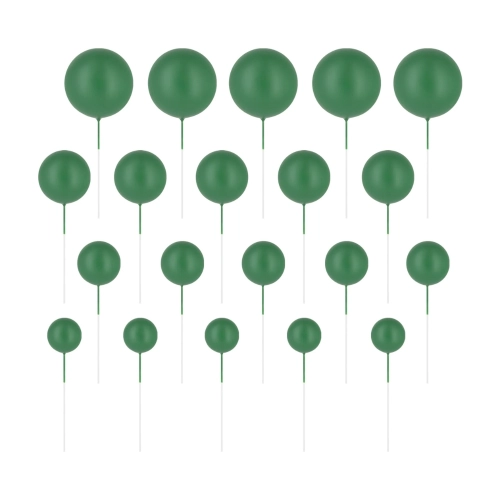 Toppery na tort Zielone Kulki matowe zestaw 20szt