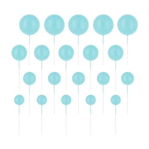 Toppery na tort Błękitne Kulki matowe zestaw 20szt