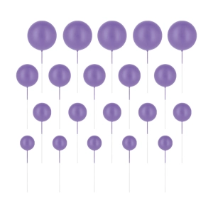 Toppery na tort Fioletowe Kulki matowe zestaw 20szt