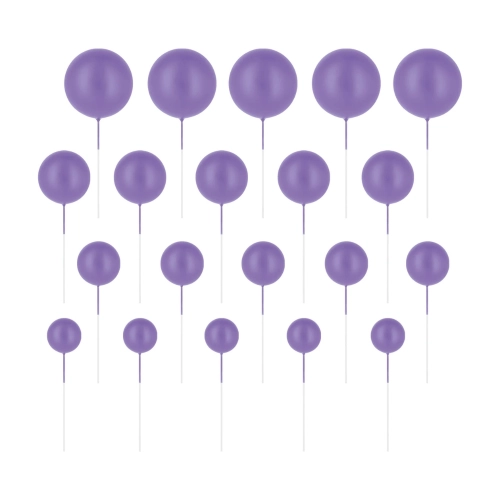 Toppery na tort Fioletowe Kulki matowe zestaw 20szt