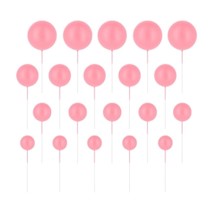 Toppery na tort Różowe Kulki matowe zestaw 20szt