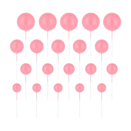 Toppery na tort Różowe Kulki matowe zestaw 20szt