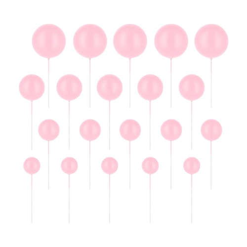 Toppery na tort Jasnoróżowe Kulki matowe zestaw 20szt