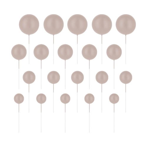 Toppery na tort Beżowe Kulki matowe zestaw 20szt