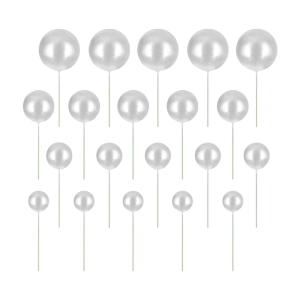 Toppery na tort Srebrne Kulki zestaw 20szt