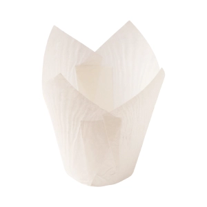 Papilotki do muffinek Tulipany 50x100mm Decora Białe 24szt