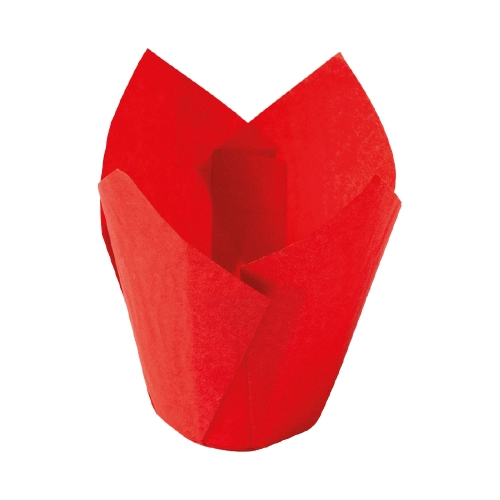 Papilotki do muffinek Tulipany 50x100mm Decora Czerwone 24szt