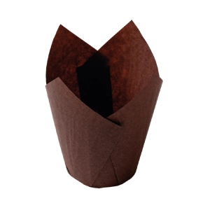 Papilotki do muffinek Tulipany 50x100mm Decora Brązowe 24szt
