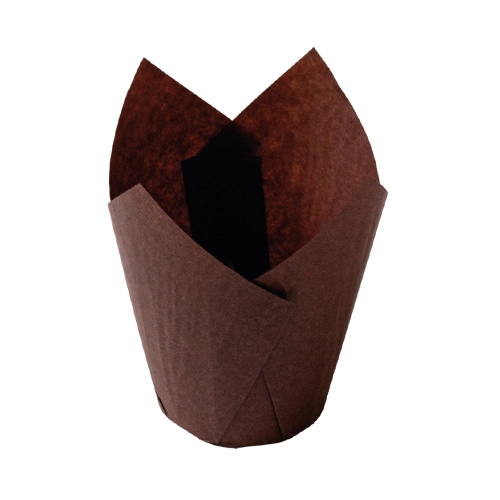 Papilotki do muffinek Tulipany 50x100mm Decora Brązowe 24szt