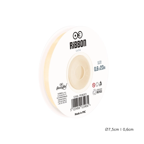 Wstążka satynowa 6mm Kremowa Ecru tasiemka 23m