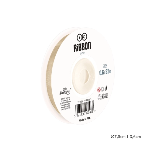 Wstążka satynowa 6mm Jasnobrązowa tasiemka 23m
