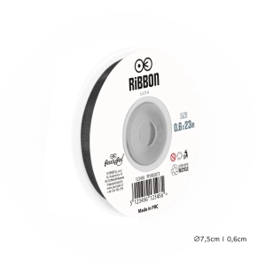 Wstążka satynowa 6mm Czarna tasiemka 23m