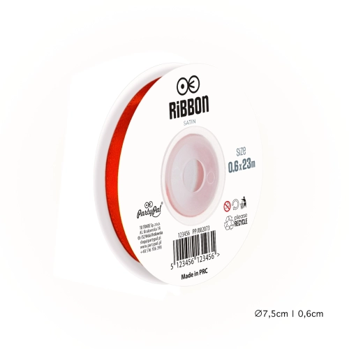 Wstążka satynowa 6mm Czerwona tasiemka 23m