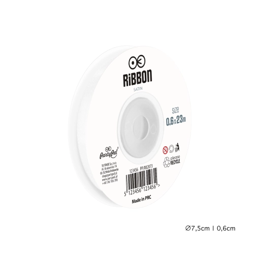 Wstążka satynowa 6mm Biała tasiemka 23m