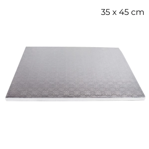 Podkład pod tort prostokątny powlekany sztywny Srebrny 35x45cm