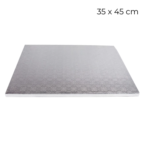 Podkład pod tort prostokątny powlekany sztywny Srebrny 35x45cm