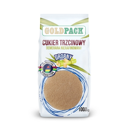Cukier Trzcinowy nierafinowany drobny Demerara Goldpack 1kg