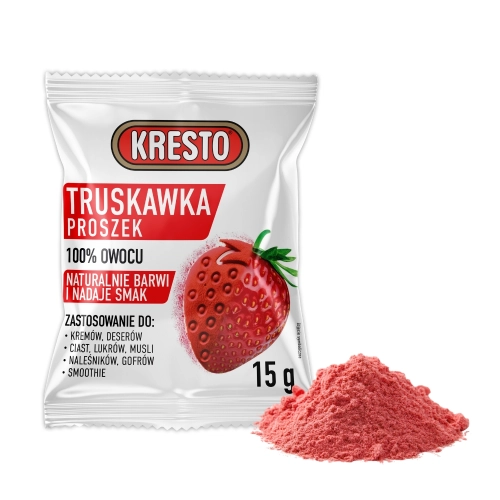 Truskawka liofilizowana proszek 100% owocu Kresto 15g
