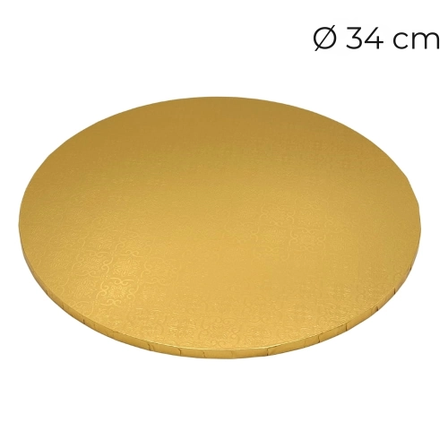 Podkład pod tort gruby twardy powlekana płyta MDF Złoty 34cm