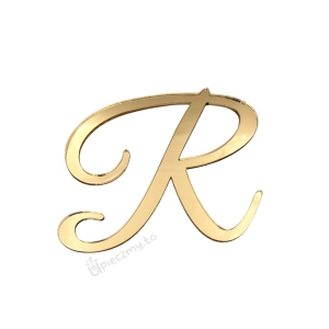 Topper na bok tortu Złota ozdobna litera "R" na tort weselny 9cm