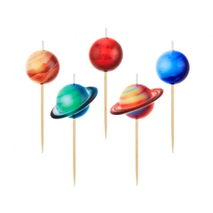 Świeczki urodzinowe na tort pikery Kosmos Planety 5szt