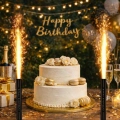 Raca na tort czarna z napisem "Happy Birthday"