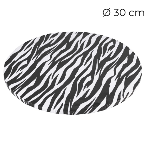 Podkład pod tort Zebra gruby 10mm sztywny 30cm