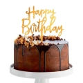Złoty topper fantazyjny napis Happy Birthday