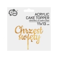 Złoty topper do ciasta Chrzest Święty