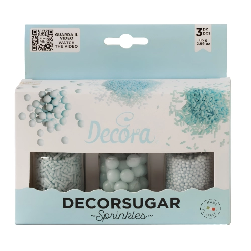 Perełki maczki pałeczki błękitne posypki mix Decora 85g