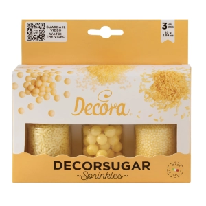 Perełki maczki pałeczki żółte posypki mix Decora 85g