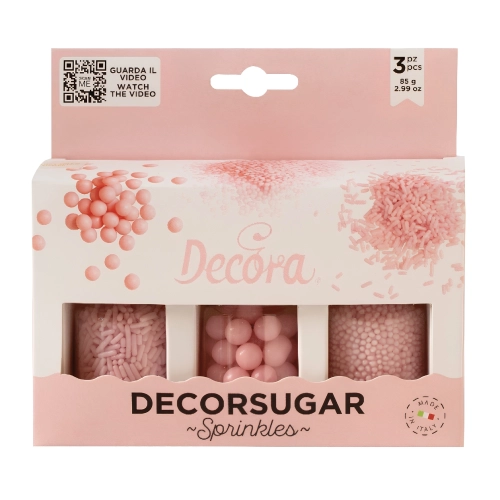 Perełki maczki pałeczki różowe posypki mix Decora 85g