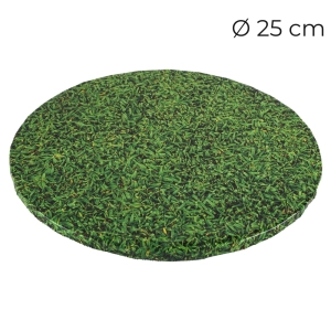 Podkład pod tort Trawa gruby 10mm sztywny zielony 25cm