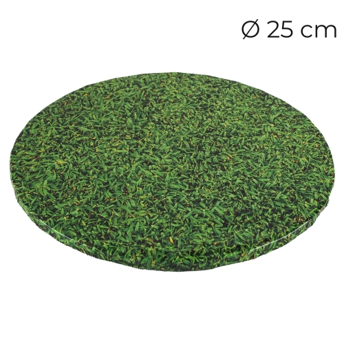 Podkład pod tort Trawa gruby 10mm sztywny zielony 25cm