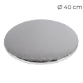 Podkład pod tort gruby 10mm sztywny powlekany Srebrny 40cm