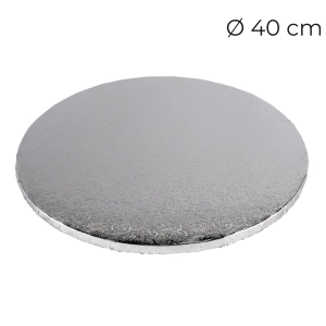 Podkład pod tort gruby 10mm sztywny powlekany Srebrny 40cm