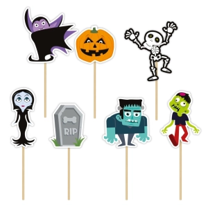 Toppery na tort Halloween Stwory i Potwory zestaw 7szt