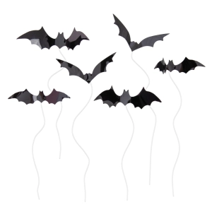 Toppery na tort Halloween Czarne Nietoperze zestaw 6szt