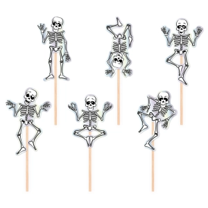 Toppery na tort Halloween Wesołe Szkielety zestaw 6szt