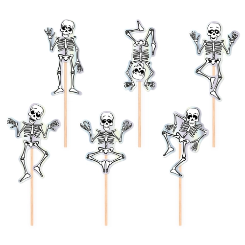 Toppery na tort Halloween Wesołe Szkielety zestaw 6szt