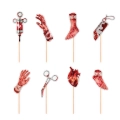 Krwawe toppery na tort Halloween zestaw Bloody Night 8szt