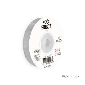 Wstążka satynowa 12mm Szara tasiemka 23m